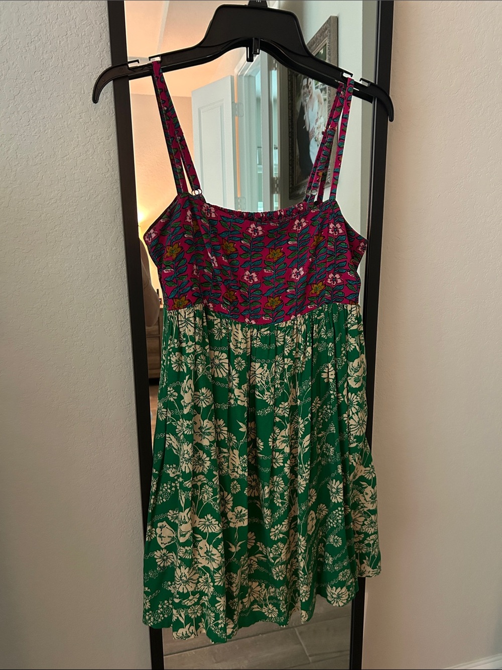NATURAL LIFE Green and Magenta Floral Sundress